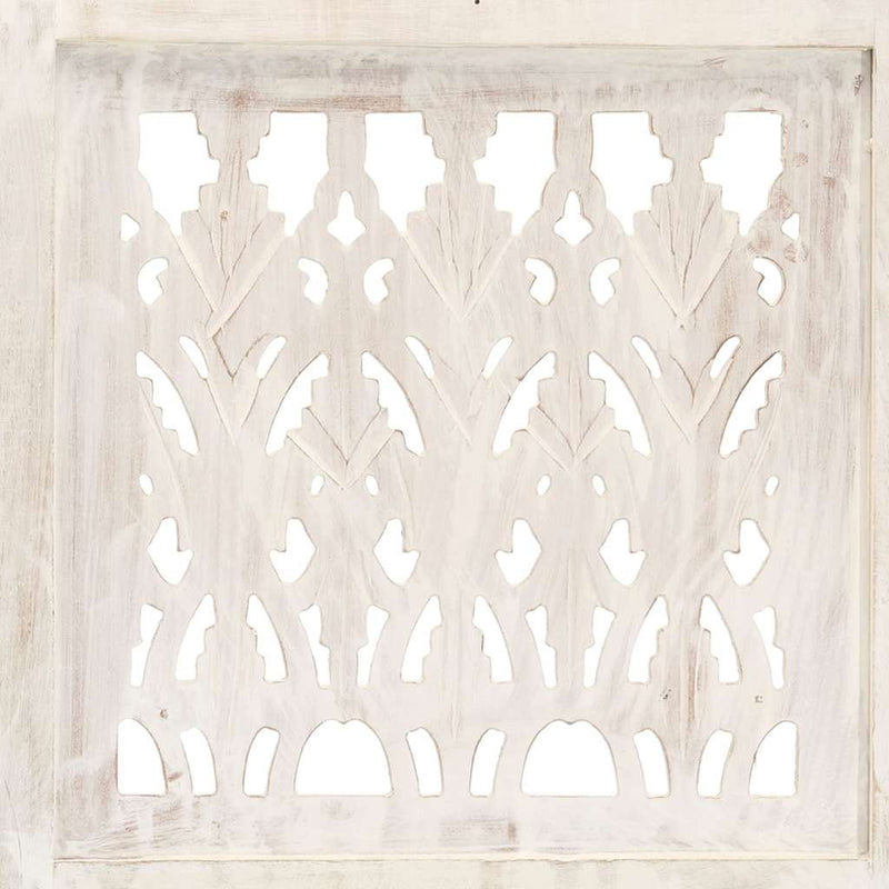Paravan cameră sculptat manual 3 panouri alb 120x165 cm mango