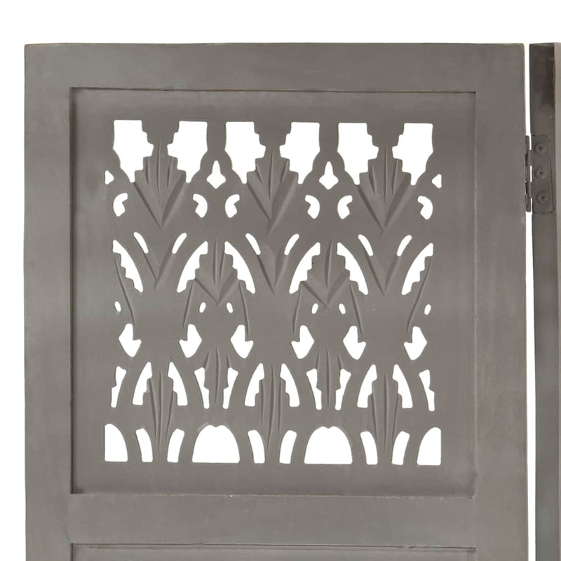 Paravan cameră sculptat manual 5 panouri gri 200x165 cm mango