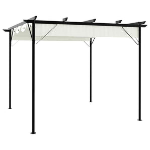 Pergolă cu acoperiș retractabil, alb crem, 3 x 3 m, oțel