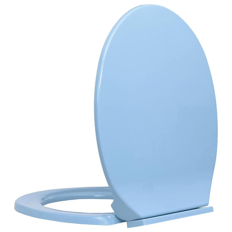 Capac WC cu închidere silențioasă, albastru, oval