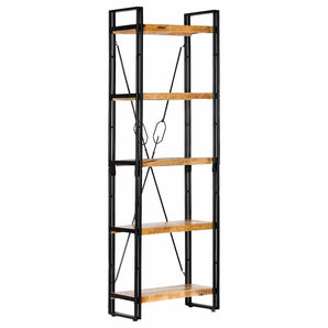 Bibliotecă cu 5 rafturi, 60 x 30 x 180 cm, lemn masiv de mango