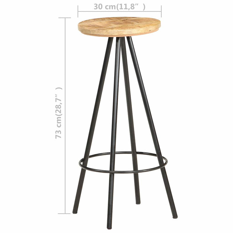 Scaune de bar, 4 buc., lemn de mango nefinisat