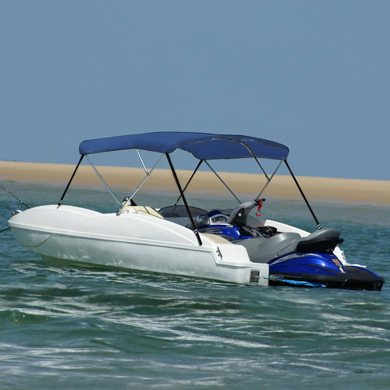 Parasolar barcă Bimini cu 3 arcuri, albastru, 183x160x137 cm