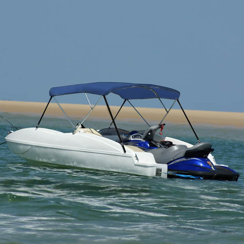 Parasolar barcă Bimini cu 3 arcuri, albastru, 183x196x137 cm