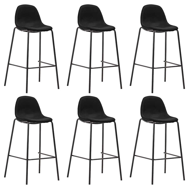 Scaune de bar, 6 buc., negru, material textil