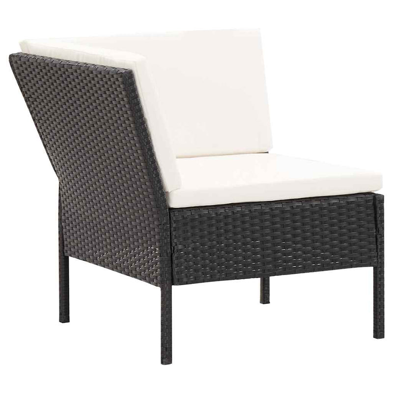 Set mobilier de grădină cu perne, 6 piese, negru, poliratan