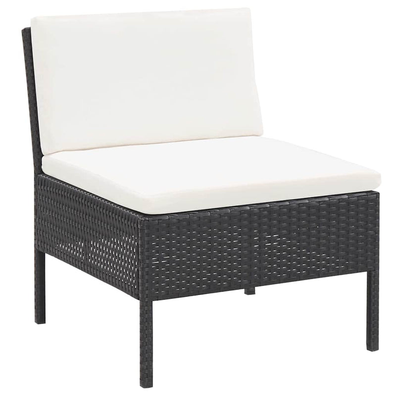 Set mobilier de grădină cu perne, 6 piese, negru, poliratan