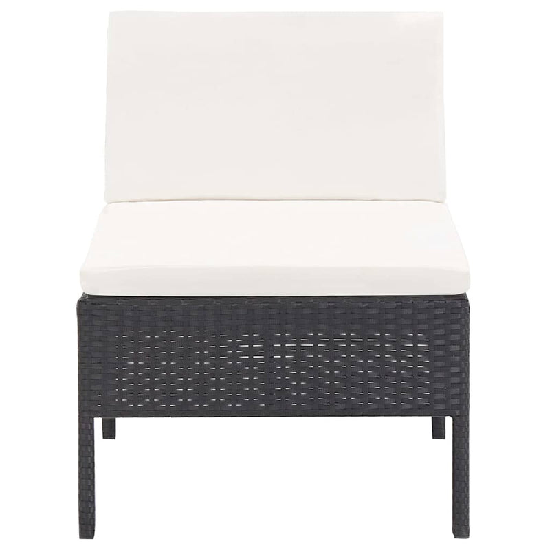 Set mobilier de grădină cu perne, 6 piese, negru, poliratan