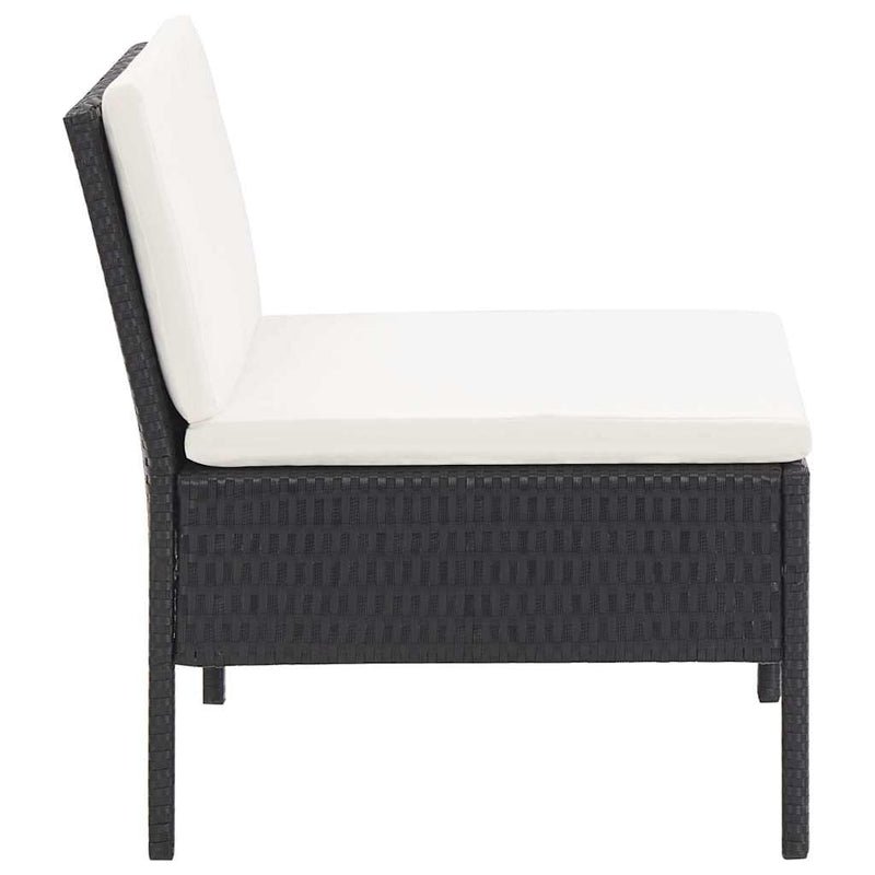Set mobilier de grădină cu perne, 6 piese, negru, poliratan