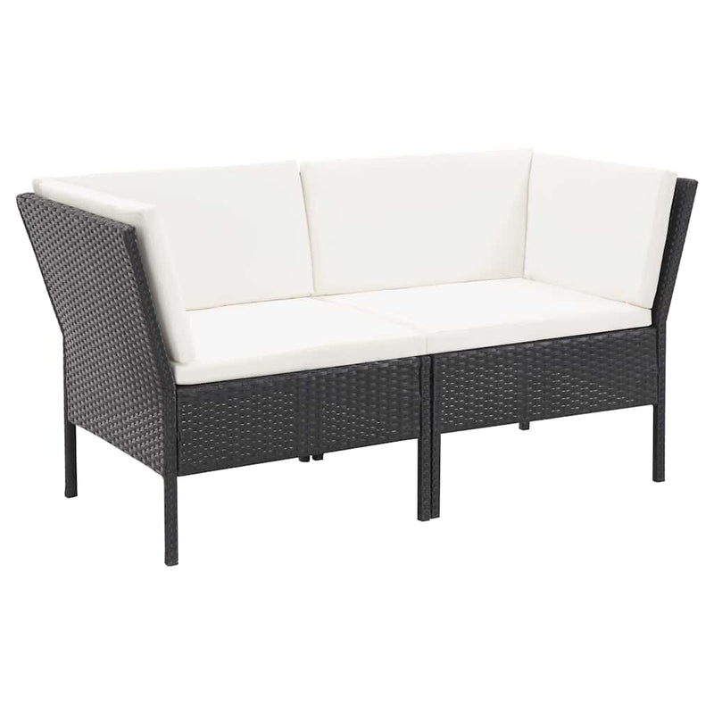 Set mobilier de grădină cu perne, 6 piese, negru, poliratan