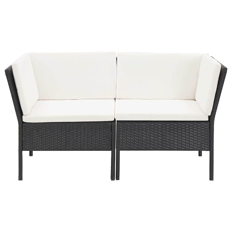 Set mobilier de grădină cu perne, 6 piese, negru, poliratan