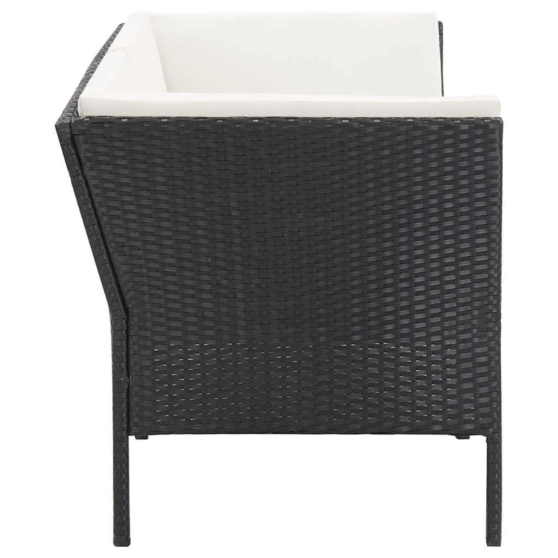 Set mobilier de grădină cu perne, 6 piese, negru, poliratan
