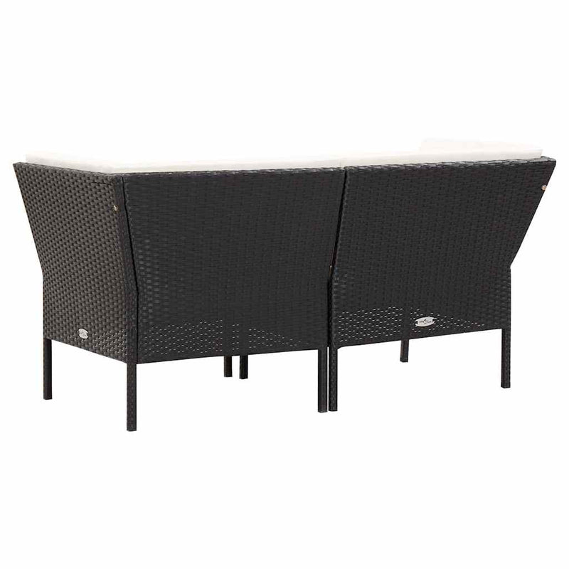 Set mobilier de grădină cu perne, 6 piese, negru, poliratan