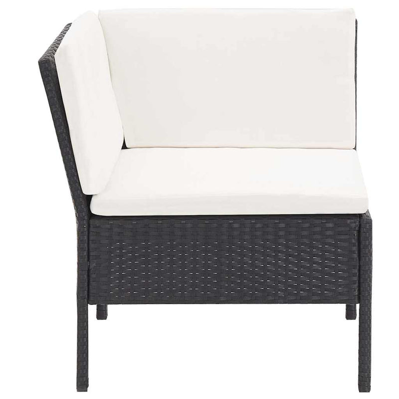 Set mobilier de grădină cu perne, 6 piese, negru, poliratan