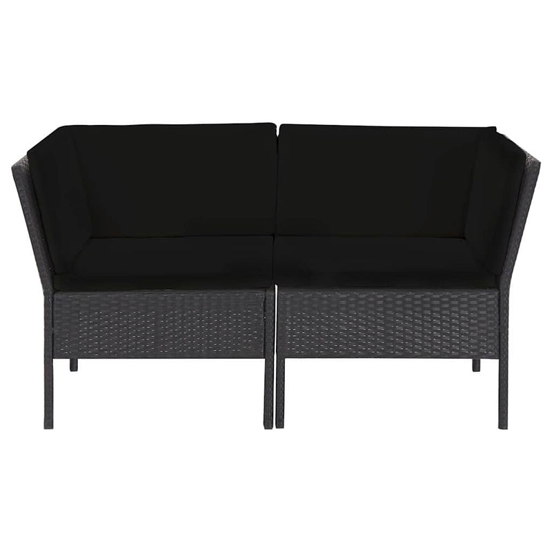 Set mobilier de grădină cu perne, 6 piese, negru, poliratan