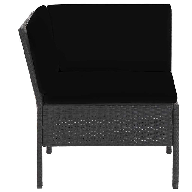 Set mobilier de grădină cu perne, 6 piese, negru, poliratan