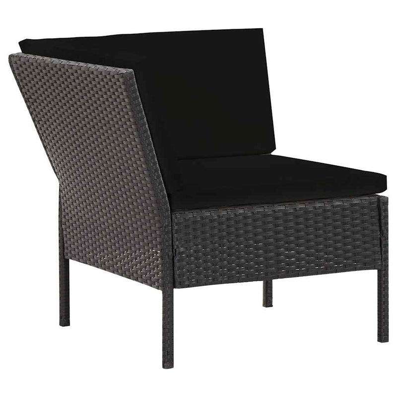 Set mobilier de grădină cu perne, 6 piese, negru, poliratan
