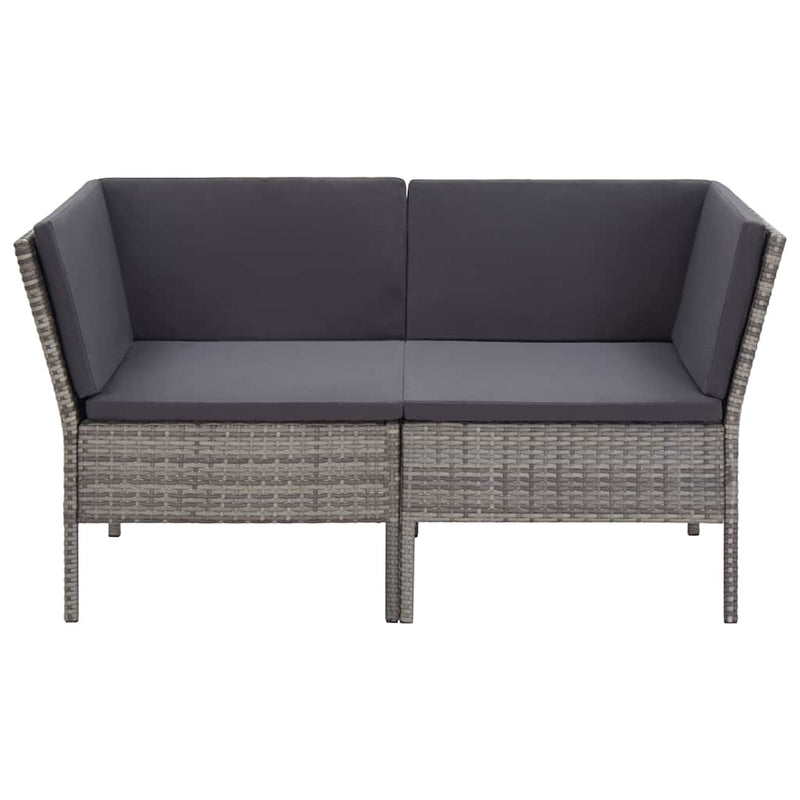 Set mobilier de grădină cu perne, 6 piese, gri, poliratan