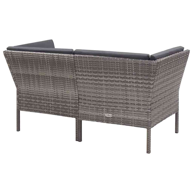 Set mobilier de grădină cu perne, 6 piese, gri, poliratan