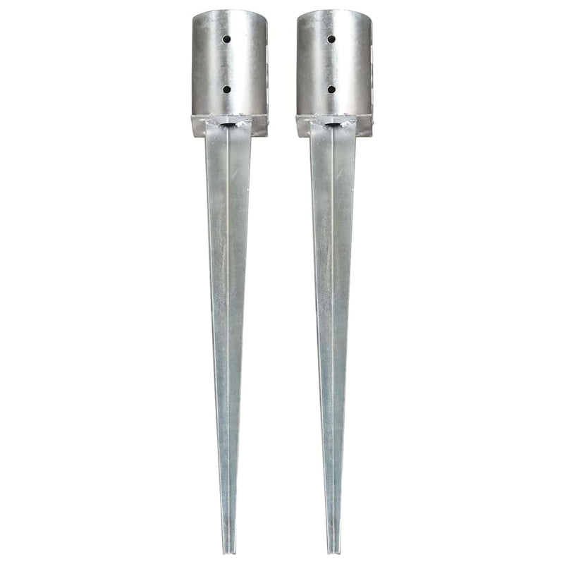 Țăruși de sol, 2 buc., argintiu, 10 x 76 cm, oțel galvanizat