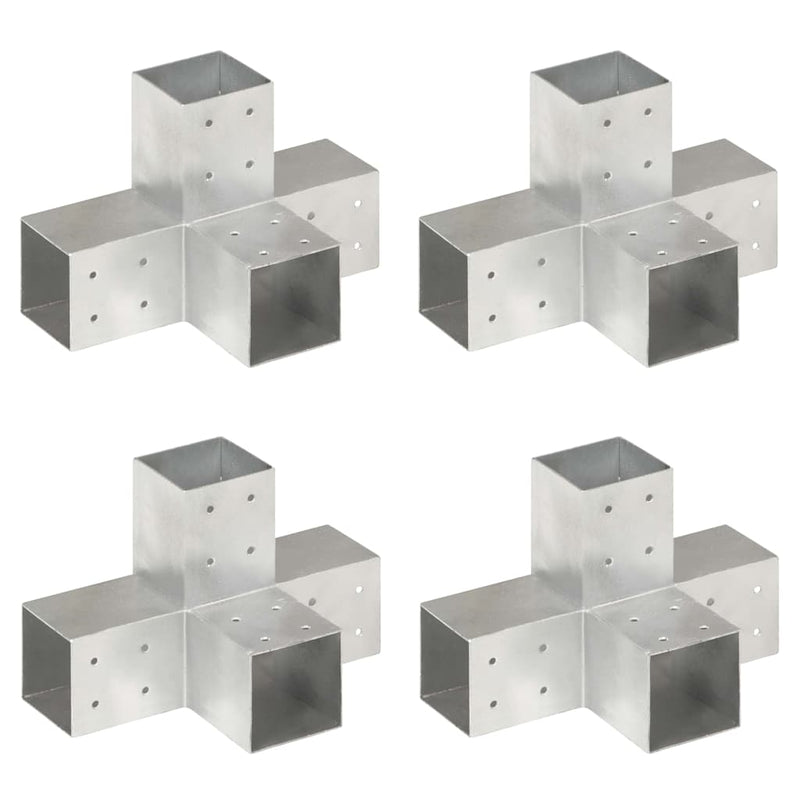 Conectori de grindă, formă X, 4 buc, 81x81 mm, metal galvanizat