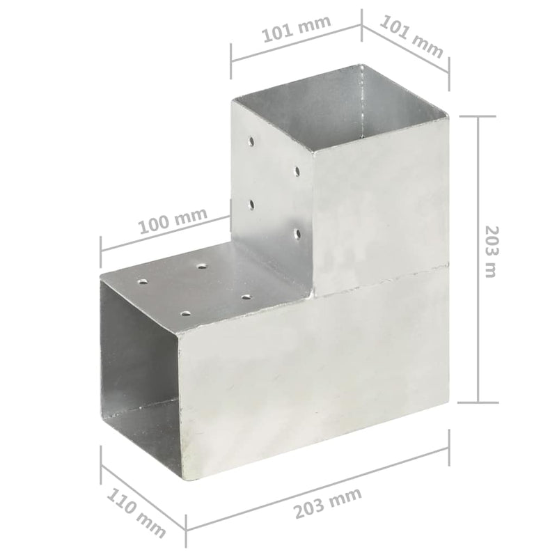 Conector de grindă, formă L, 101 x 101 mm, metal galvanizat