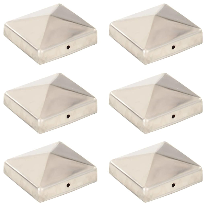 Capace stâlpi de gard piramidă 6 buc. 81x81 mm oțel inoxidabil