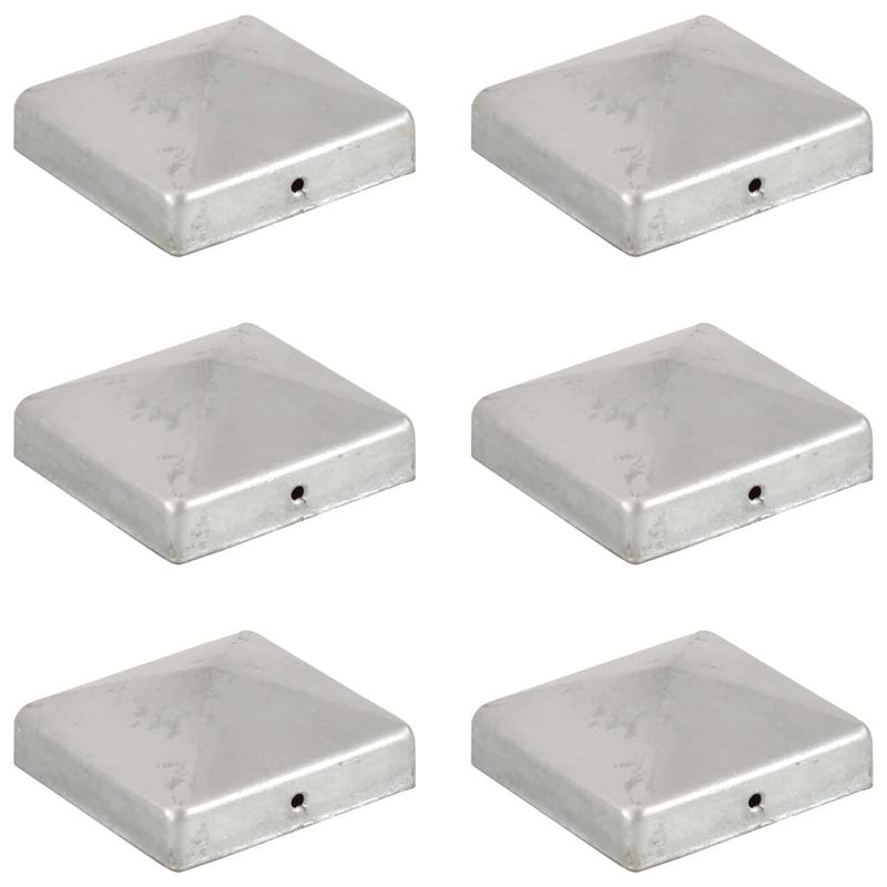 Capace stâlpi de gard piramidă 6 buc. metal galvanizat 81x81 mm
