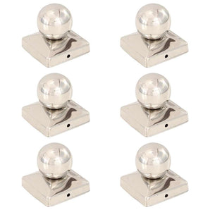 Capace stâlpi tip glob, 6 buc., 81x81 mm, oțel inoxidabil