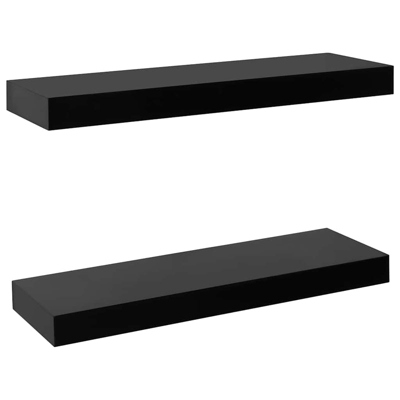 Rafturi de perete suspendate, 2 buc., negru, 40 x 20 x 3,8 cm