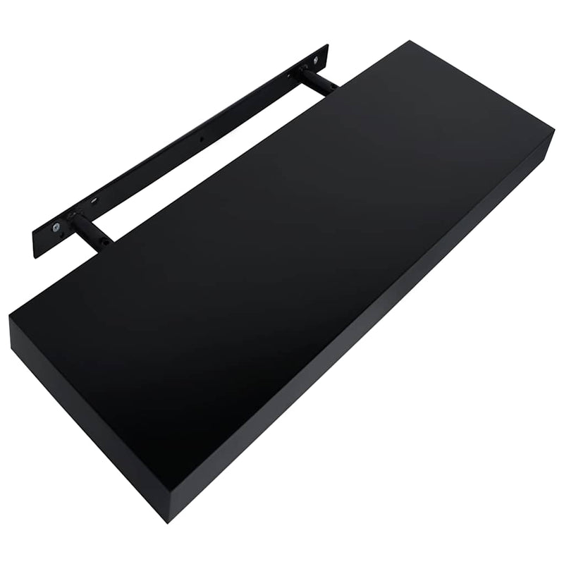 Rafturi de perete suspendate, 2 buc., negru, 40 x 20 x 3,8 cm