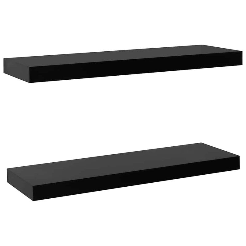 Rafturi de perete suspendate, 2 buc., negru, 60x20x3,8 cm