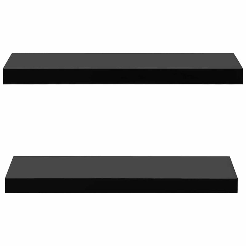 Rafturi de perete suspendate, 2 buc., negru, 60x20x3,8 cm
