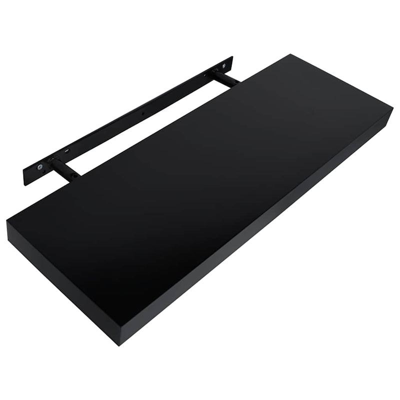 Rafturi de perete suspendate, 2 buc., negru, 60x20x3,8 cm