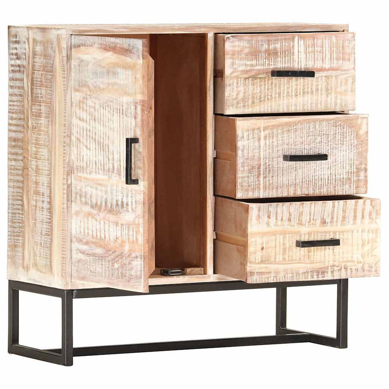 Servantă, alb, 73 x 30 x 75 cm, lemn masiv de acacia