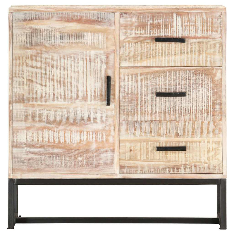 Servantă, alb, 73 x 30 x 75 cm, lemn masiv de acacia