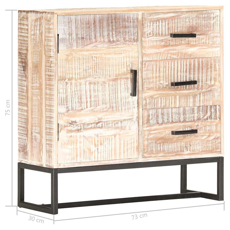 Servantă, alb, 73 x 30 x 75 cm, lemn masiv de acacia