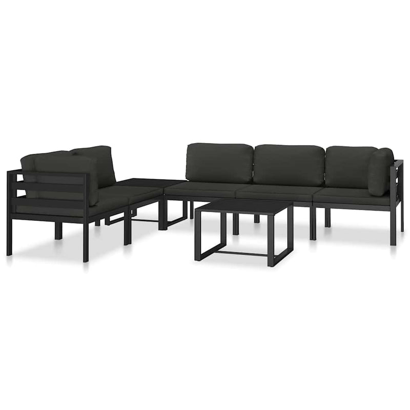 Canapea de 1 persoană cu perne, antracit, aluminiu