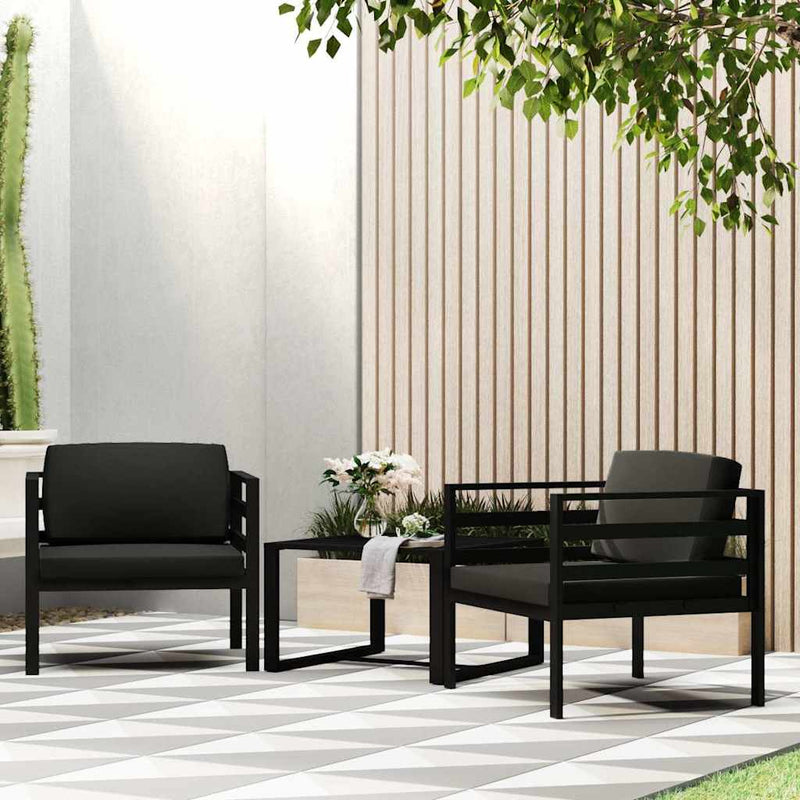 Canapea de 1 persoană cu perne, antracit, aluminiu