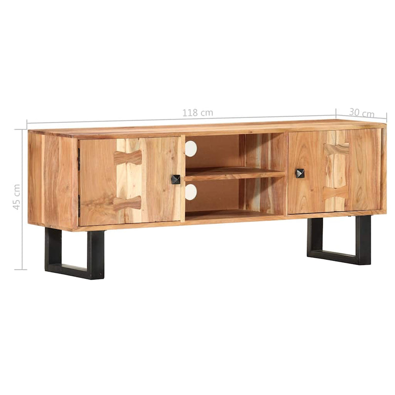 Comodă TV, 118 x 30 x 45 cm, lemn masiv de acacia