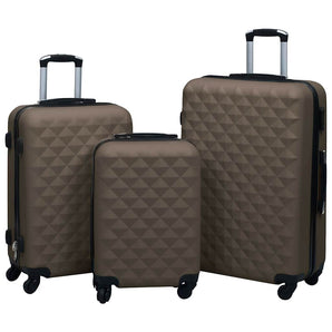 Set de valize cu carcasă rigidă, 3 piese, maro, ABS