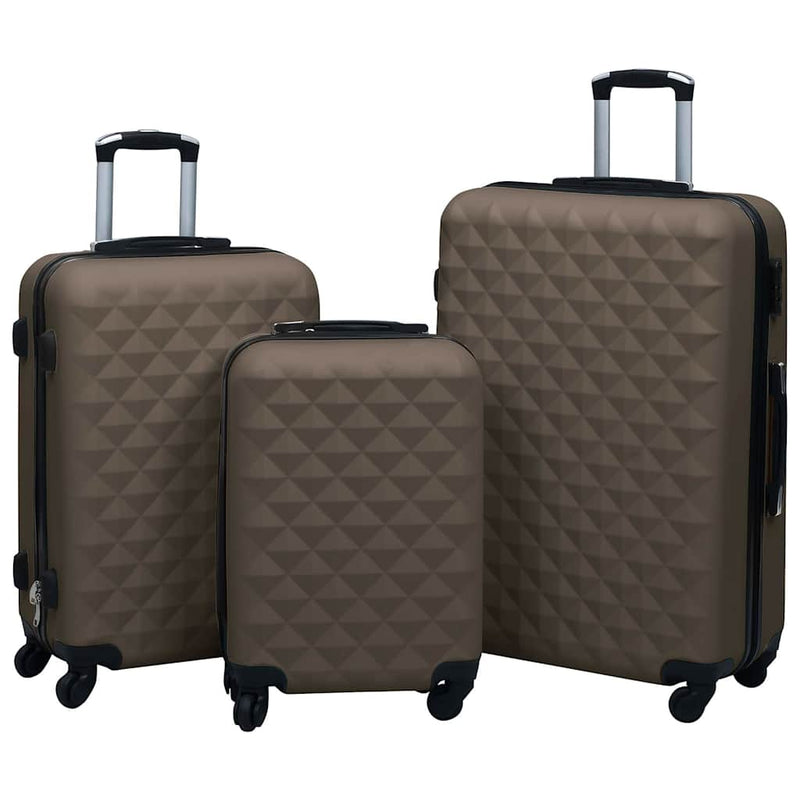 Set de valize cu carcasă rigidă, 3 piese, maro, ABS