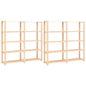 Etajere cu 5 rafturi, 2 buc, 170x38x170 cm, lemn de pin, 500 kg