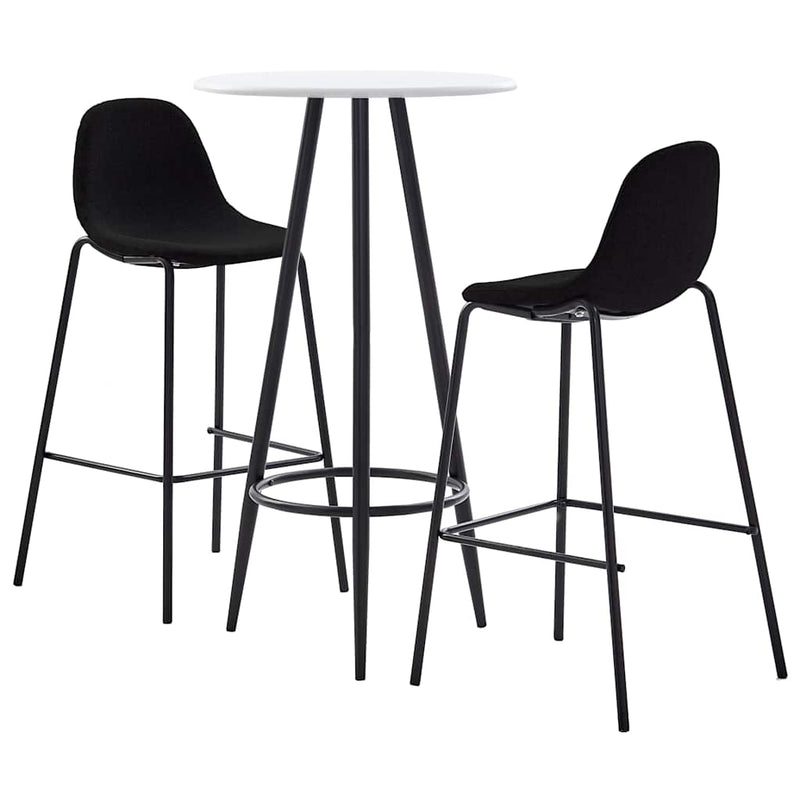 Set de bar, 3 piese, negru, material textil
