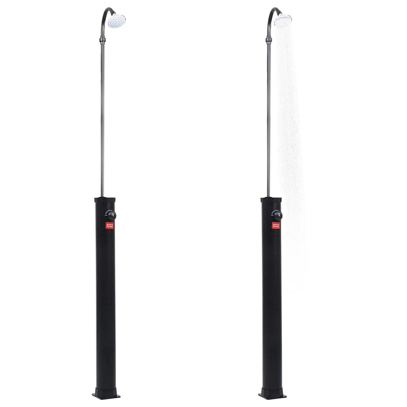 Duș solar de grădină, negru, 215 cm, 8 L