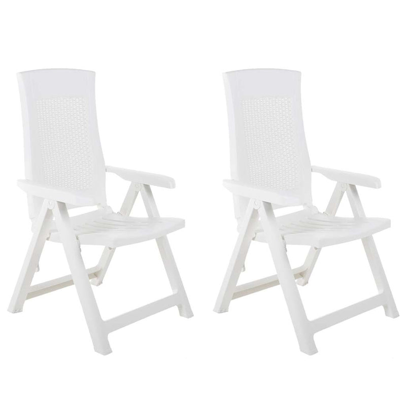 Scaune pliabile rabatabile, 2 buc., plastic, alb