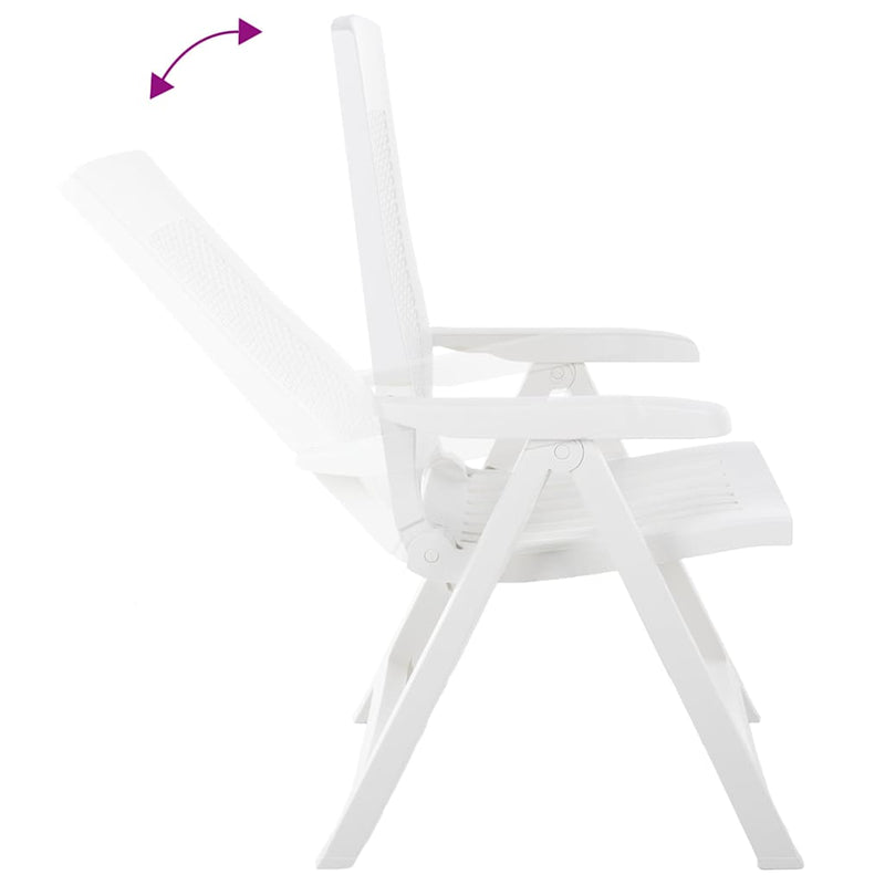 Scaune pliabile rabatabile, 2 buc., plastic, alb