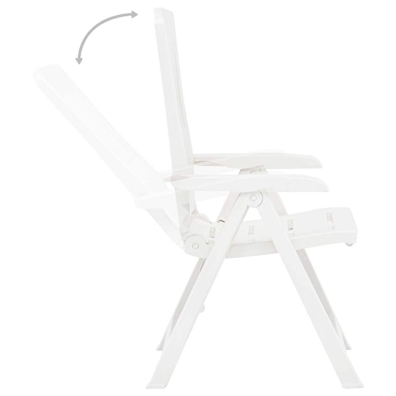Scaune pliabile rabatabile, 2 buc., plastic, alb