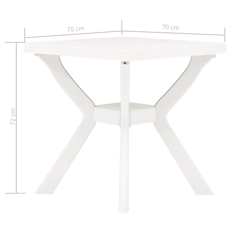 Masă de bistro, alb, 70x70x72 cm, plastic