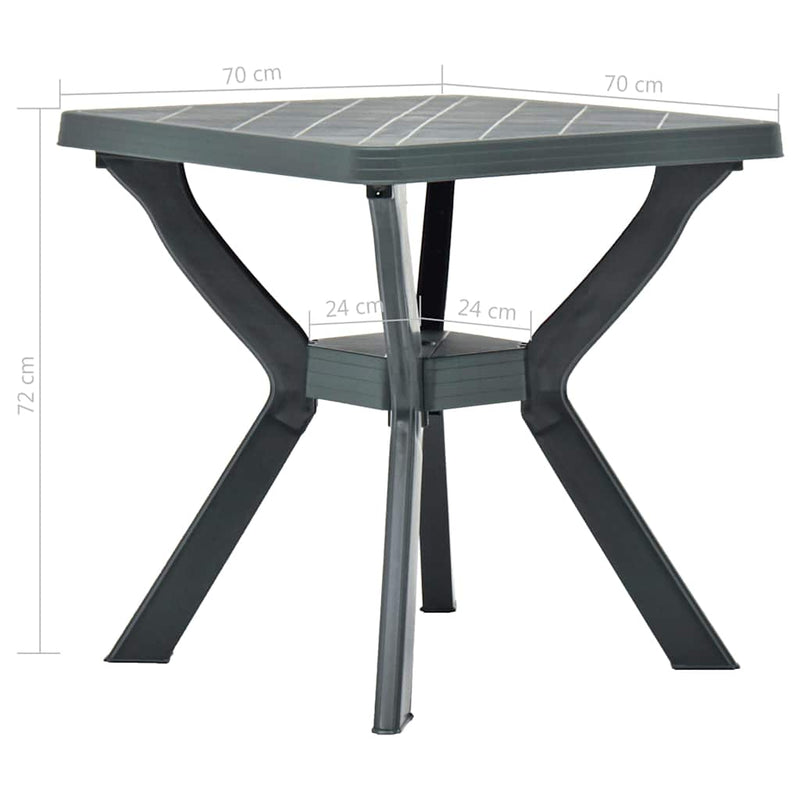 Masă de bistro, verde, 70x70x72 cm, plastic